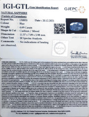 4.69/CT Natural Blue Sapphire with Govt Lab Certificate-BLUSA9S